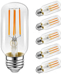 Dimmable Vintage Edison Style LED Tubular Bulbs, E26 Medium Base, 4W LED to 40W Incandescent Equivalent, 6 Pack