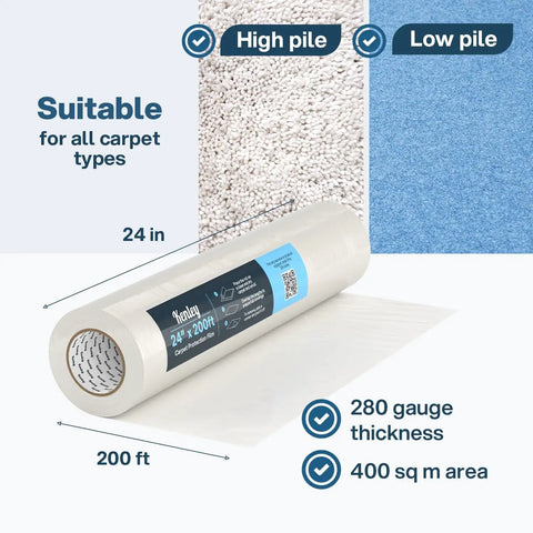 Heavy Duty Carpet Protection Film Self Adhesive Plastic Rug Protector For Stairs And Floor Runners 24x200 Feet product image
