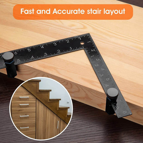 Stair Gauges For Framing Square With Holder And Hook, Workhorse Aluminum Alloy Rafter Gauges used for stair layout