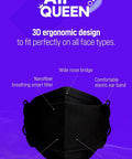 Black Nano Fiber Filter Face Mask For Adults With Individually Wrapped Packs, Lightweight And Breathable Safety Mask, Ergonomic Fit
