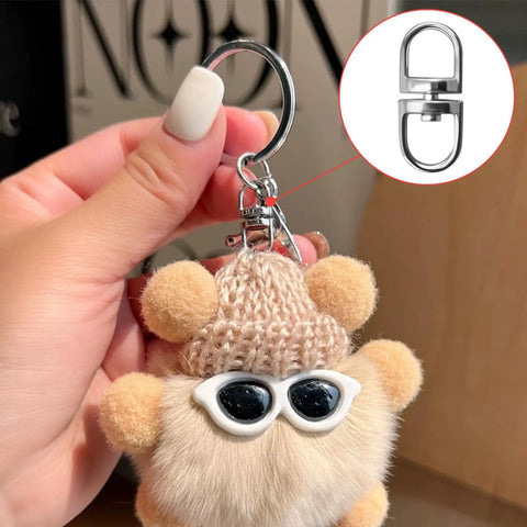 360 Degree Swivel Key Ring Connectors Set With Double Opening Clasps Zinc Alloy Spinner Clips For Lanyards Backpacks Jewelry Diy Keychain Making Accessories No Tangle Design, zinc alloy, 0.78 x 0.31 in, shown with keychain