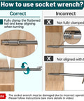 Diagram showing correct and incorrect use of 2 Pack Beefed Up Custom Socket Wrench For One Eighth Inch Invisible Cable Railing Kit Hardware Hidden Tensioner
