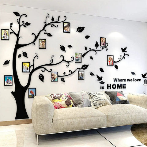 3D Tree Wall Decals For Living Room And Bedroom Dope DIY Photo Frame Tree Murals Family Photo Frame Sticker Set Large 91 By 69 Inches Black Right Wall Decor Nature Inspired Home Vibe