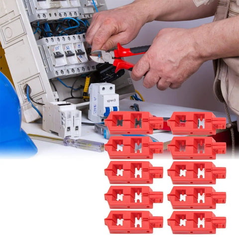 Heavy Duty Circuit Breaker Lockout Kit 10 Pack Snap On Safety LOTO Gear For Electrical Panels High Grade Handle Clamps Quick Release Breaker Locks Built Tough For Zero Fuss Lockout Tag Out Wall Setup