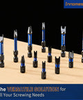 Solid As A Rock Six Piece Magnetic Spanner Bit Set In S2 Steel With Sp4 Sp6 Sp8 Sp10 Sp12 And Sp14 Sizes displayed on a wooden surface.