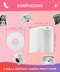 6 Rolls Instant Camera Print Paper Refill For HD Photos, Glossy Thermal Paper With Durable White Finish, Rich Color Quality, Long Lasting Prints, No Fuss Replacement, 2.24 x 0.98 in