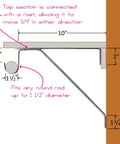 Heavy Duty Adjustable Closet Rod And Shelf Support Brackets, Chrome Plated Steel, diagram showing dimensions and features.