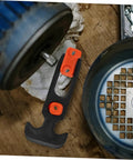 Black and orange Beefy Heavy Duty Hood Latches Kit with T Handle Rubber Shock Absorption components on a wooden surface