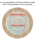 Diagram of Heavy Duty 360 Degree Round Table Swivel Base Aluminum Alloy Turntable Bearing For Glass Granite Or Wood Dining Tables with dimensions.