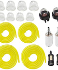 AC04122 Fuel Line Kit With Filter And Primer Bulb Replacement for small engines showing yellow lines, bulbs, filters.