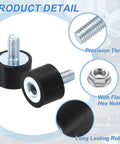 M5 Rubber Mount Isolator 15x10mm Cylindrical Anti Vibration Dampener With Lock Nuts For Auto Bobbin Generator And Air Compressor Setups Zinc Plated M5 Thread Size For Easy Fit And Secure Lock Nuts, black rubber with steel stud