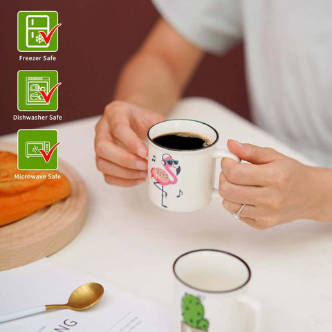 Person holding a Four Pack Ceramic Demitasse Espresso Cup, 4.23 Oz Small Coffee Mugs For Espresso Machines And Home Coffee Makers.