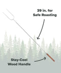 Six Pack 40 Inch Solid Steel Camp Forks With Wooden Handles For Fire Pit Roasting Marshmallows And Kebabs Heavy Duty Camping Gear