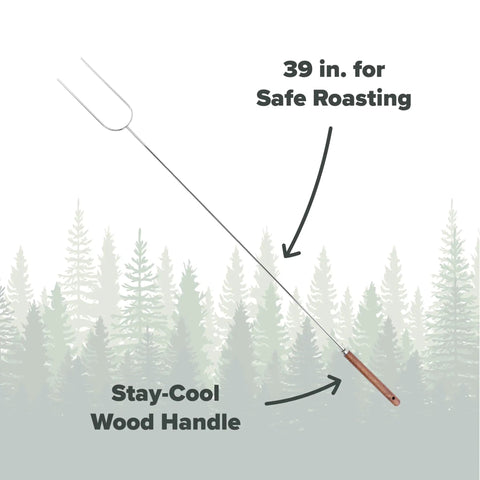 Six Pack 40 Inch Solid Steel Camp Forks With Wooden Handles For Fire Pit Roasting Marshmallows And Kebabs Heavy Duty Camping Gear