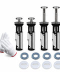 Top Shelf Heavy Duty Toilet Seat Bolt Kit Featuring Rust Resistant Stainless Steel Screws For Universal Bathroom Fixture Repair and A Rock Solid Mount - includes bolts, washers, and gloves.