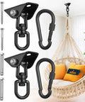 Heavy Duty Ceiling Mount Swing Hangers Two Pack With 360 Degree Swivel Carabiners 2650 Lbs Capacity Solid Steel Construction