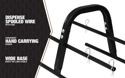 Wiresmart Wire Caddy For Spooled Wire, One Hand Carry Wire Cart showcasing handle and wide base for stable wire dispensation.