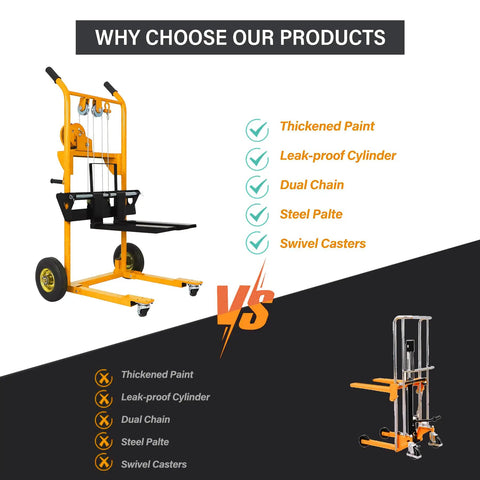 Heavy Duty Manual Pallet Jack Workhorse With Smooth Rolling Casters 330 Lb Load Capacity And 40 Inch Max Lift Adjustable Fork Width For Warehouse Jobs And Tool Hauling Built Tough No Sweat