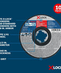 X-Lock 4-1/2 Inch Beefy Metal And Stainless Steel Cutting Wheels Set Of 10, 60 Grit, Type 1/41 with grinder compatibility details
