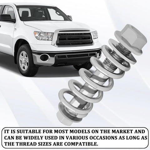 2 Pack M10x1.25 Exhaust Manifold Bolts With Springs Muffler Repair Kit Universal Fit For Most Cars shown next to truck