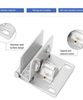 Rock Solid Heavy Duty Stainless Steel Glass Door Hinge With Non Slip Gasket And Anti Scratch Pads Secure Cabinet Clamp Kit, close-up view.