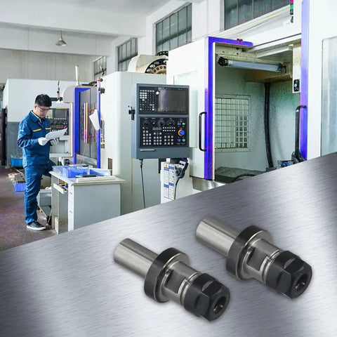 ER16 Collet Chuck Tool Holder For CNC Machines With Straight Shank Three Quarter Inch Groove shown in a CNC workshop
