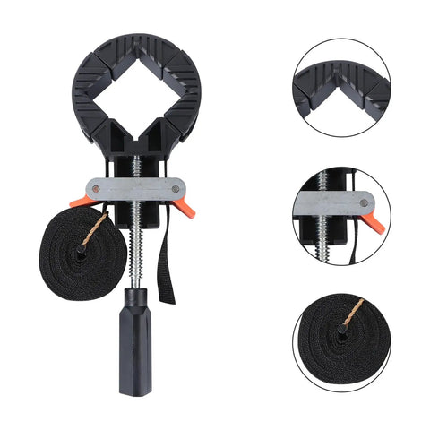 Right Angle Strap Clamp For Quick Tension And Frame Holding Handy Woodworking Corner Clamp For 4 Picture Frames 90 Degree Clip One Hand Operation Durable Plastic Corner Clamp For Tight Even Bonding
