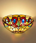 Tiffany Style Wall Sconce Cream Brown Stained Glass Two Light 12 Inch Wide Five Point Five Inch High Handcrafted Vintage Glow