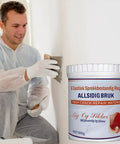 Man applying 500G Dense Filler Wall Repair Paste With Moistureproof Binder And Quick Blend Fiber Reinforced Crack Prevention Formula.