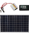30W Solar Panel Kit With 220W MPPT Inverter For Outdoor Camping, RV And Off Grid Power Supply components with cables.
