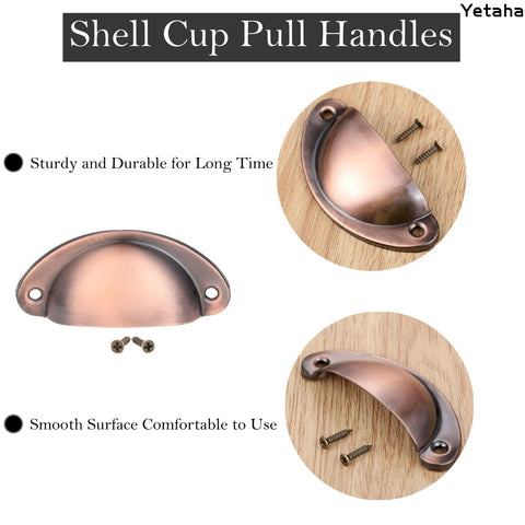 10 Pack Cup Pulls Cabinet Hardware 3.23 By 1.38 Inches With 2.56 Inch Center To Center Holes Brushed Red Copper Zinc Alloy