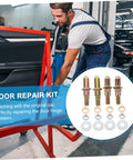 Man using Auto Door Hinge Repair Kit Set with Pins and Bushings for two car doors in a garage setting