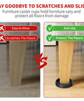 Non Slip Furniture Pads 2 Inch Anti Skid Rubber Caster Cups 12 Pack Black Hardwood Floor Guards protecting furniture on hardwood