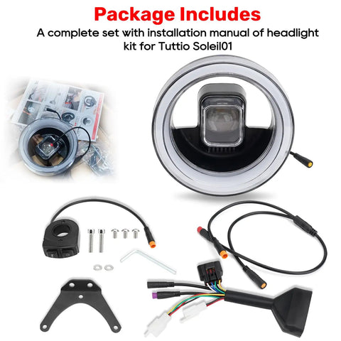 Upgraded Headlight Kit For Tuttio Soleil01 Electric Drit Bike With Plug N Play LED Front Lamp Waterproof Light Featuring Controller Wire