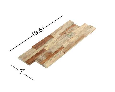 Teak 3D Wood Wall Panels Set Of 10 Handmade Unique Planks Premium DIY Wall Decor Real Teak Wood 9.5 Sq Ft Coverage 19.5x7 inches