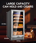 Premium Cigar Humidor Cabinet With Humidity And Temperature Control, 88L Capacity And 640 Cigars, Silent Compressor, Reversible Door
