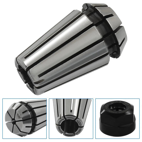 ER16 One Eighth Inch Spring Collet Nut Set, 2 Pcs Collets With Clamping Nut for CNC Engraving, Milling, and Lathe Machines displayed.