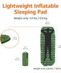 Lightweight Camping Sleeping Pad With Built In Foot Pump No Fuss Quick Inflate Insta Pump Tech In Under 60 Seconds in olive green