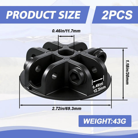 Two Pack 4 Way Roof Center Bracket Connector For Pop Up Canopies And Gazebos Heavy Duty Replacement Parts Black 69.3x30 mm