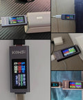USB C Power Meter Tester 4-30V 0-12A Type-C PD Digital Multimeter Voltage And Current Meter in use on devices