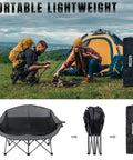 Outdoor Folding Double Camping Chair For Two People With 600 Lbs Heavy Duty Capacity Loveseat Style And Two Cup Holders Portable Carry Bag Included with folding stages and camping scene