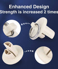 Close-up of components from Outdoor Roller Shade Replacement Parts Kit with Tie Downs and End Cap Ring, showing enhanced design in sand color.