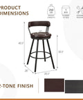 Product dimensions of Set Of Two Built Different Swivel Bar Stools With Cushy Leather Seats And Heavy Duty Metal Frame At 30 Inch Counter Height.