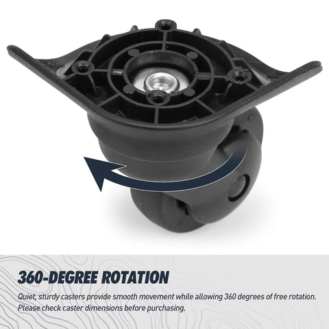 1 Pair Luggage Replacement Swivel Caster Wheels With 360-Degree Rubber Trolley Wheel Kit showing 360-degree rotation feature