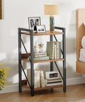 Rock Solid 3 Tier Industrial Bookshelf Featuring Dark Wood Grain Shelves, Slim Metal Frame Storage Rack Built Tough For Apartments And Offices, Zero Fuss Setup That Instantly Elevates Your Space with decor.