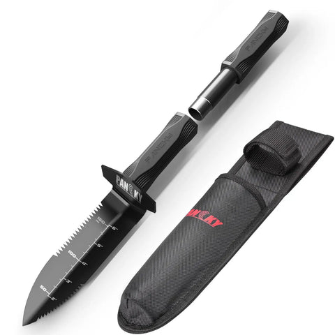 Metal Detector Shovel With Extended Handle And Carry Sheath, Heavy Duty Digger Trowel With Double Serrated Edge For Metal Detecting