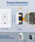Product dimensions of Fifty Pack Built Tough Fifteen Amp GFCI Outlets Featuring Automatic Self Test Mechanism WR Rated UL Certified Ground Safety Receptacles.