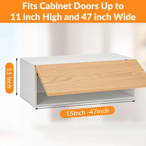 Overhead Cabinet Lid Support Hinges With Soft Close Adjustable Seven Level Strength 110 Degree Opening 20 Lbs Lift Support Zinc Alloy With Reinforced ABS 11x47 inch