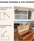 Diagram of Soft Close Toy Box Hinges with Lid Stay and Gentle Hydraulic Dampening, showing upward top opening flap doors and 105 degree open.