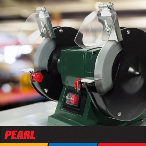 6X1X1 C120 General Purpose Bench Grinding Wheel for Metal, green silicon carbide, mounted on an electric grinder